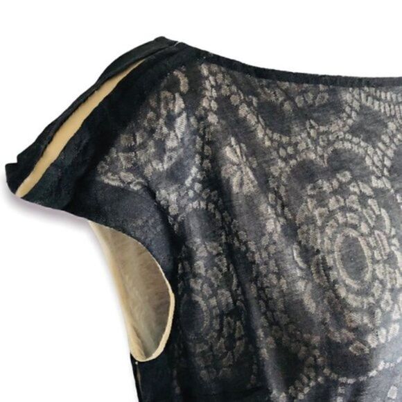 Willow Lace T-Shirt Dress Cap Sleeve Gothic Black Cream 6 - Picture 5 of 9